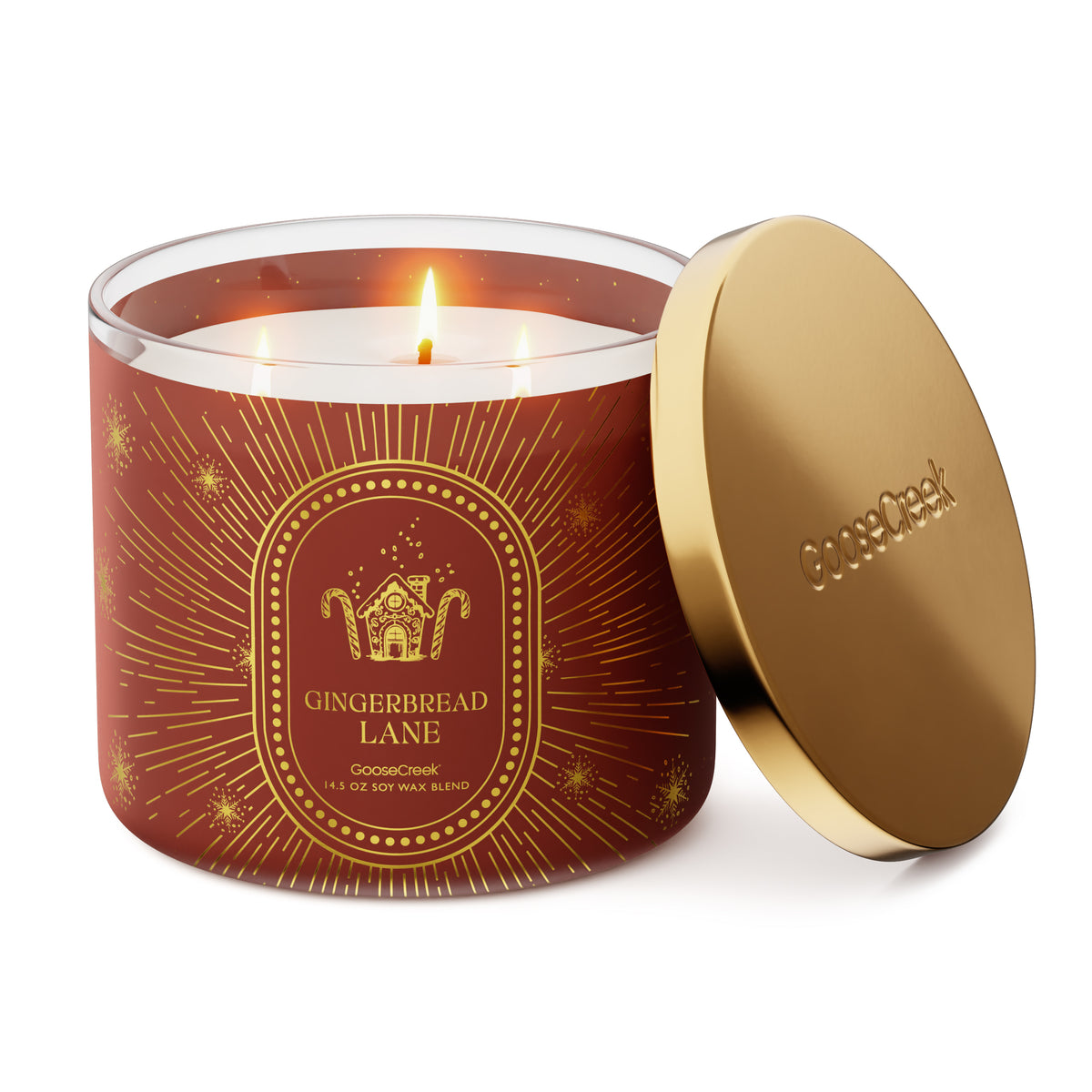 Gingerbread Lane: Festive 3-Wick Candle with Fragrant Essential