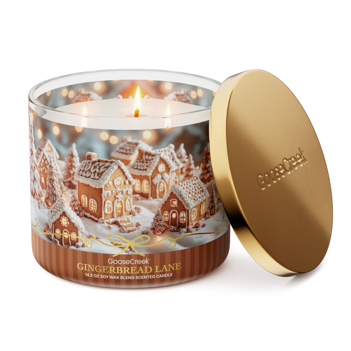 Gingerbread Lane: Festive 3-Wick Candle with Fragrant Essential