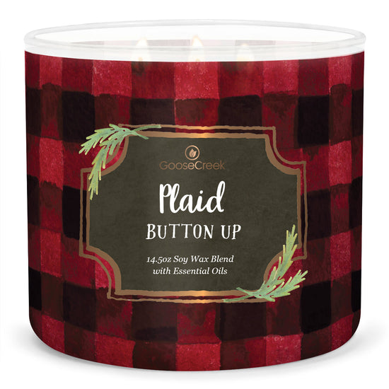 Plaid Button-up Large 3-Wick Candle