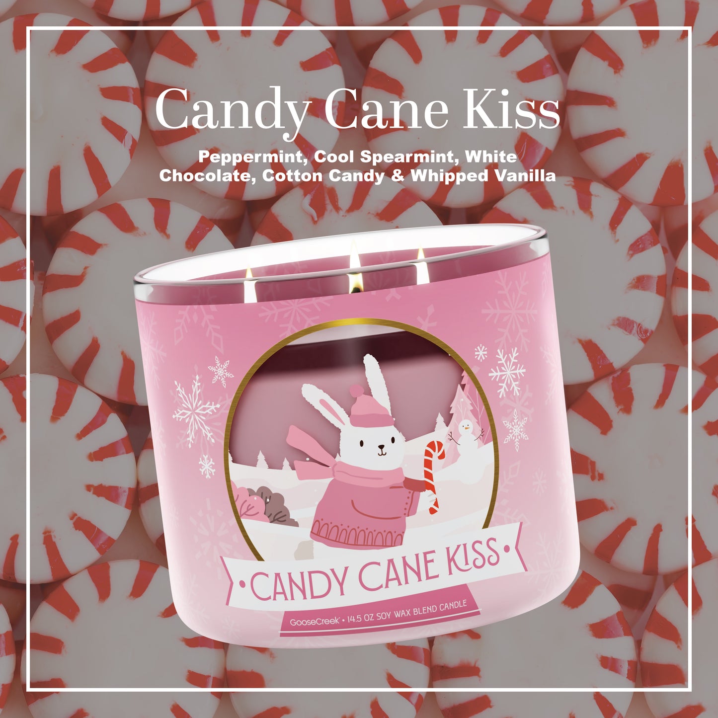 Candy Cane Kiss Large 3-Wick Candle