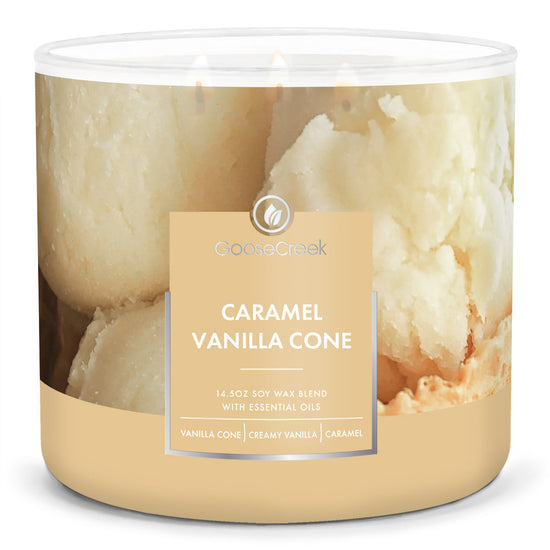 Load image into Gallery viewer, Caramel Vanilla Cone 3-Wick Large Soy Candle
