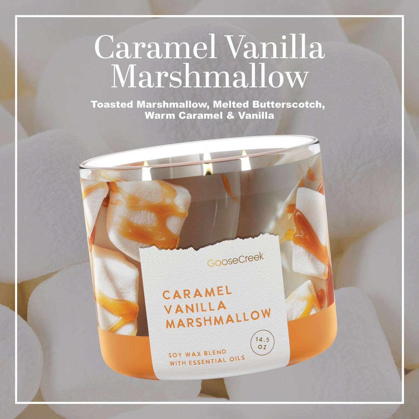 Caramel Vanilla Marshmallow Large 3-Wick Candle