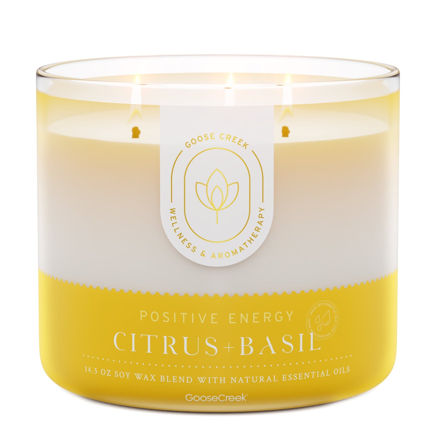 Citrus & Basil Aromatherapy Large 3-Wick Candle