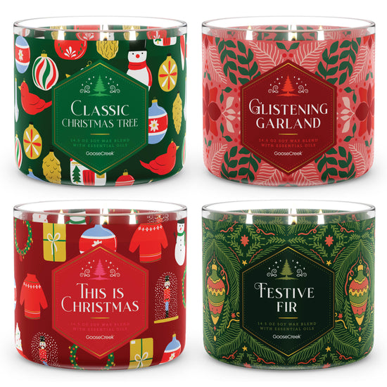 Classic Christmas Holiday Candle Gift Box