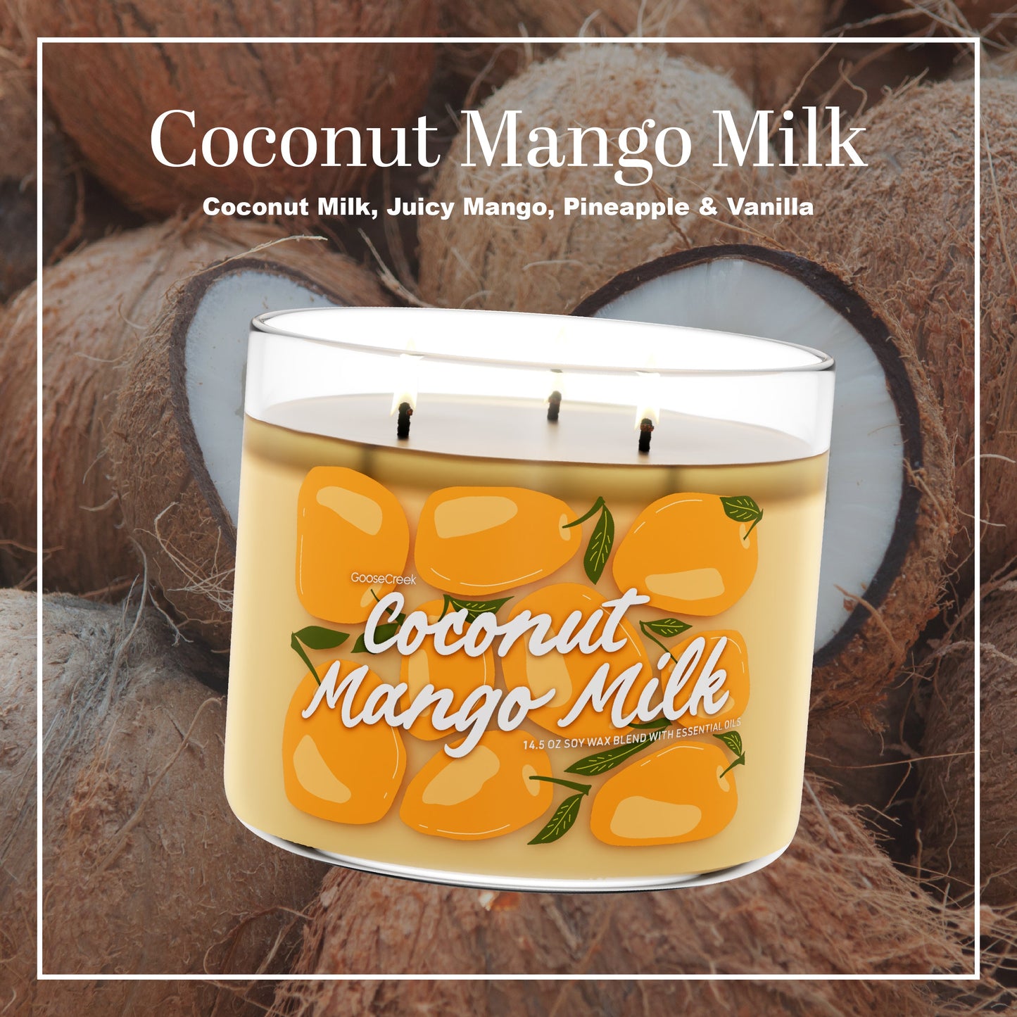 Coconut Mango Milk 3-Wick Large Candle