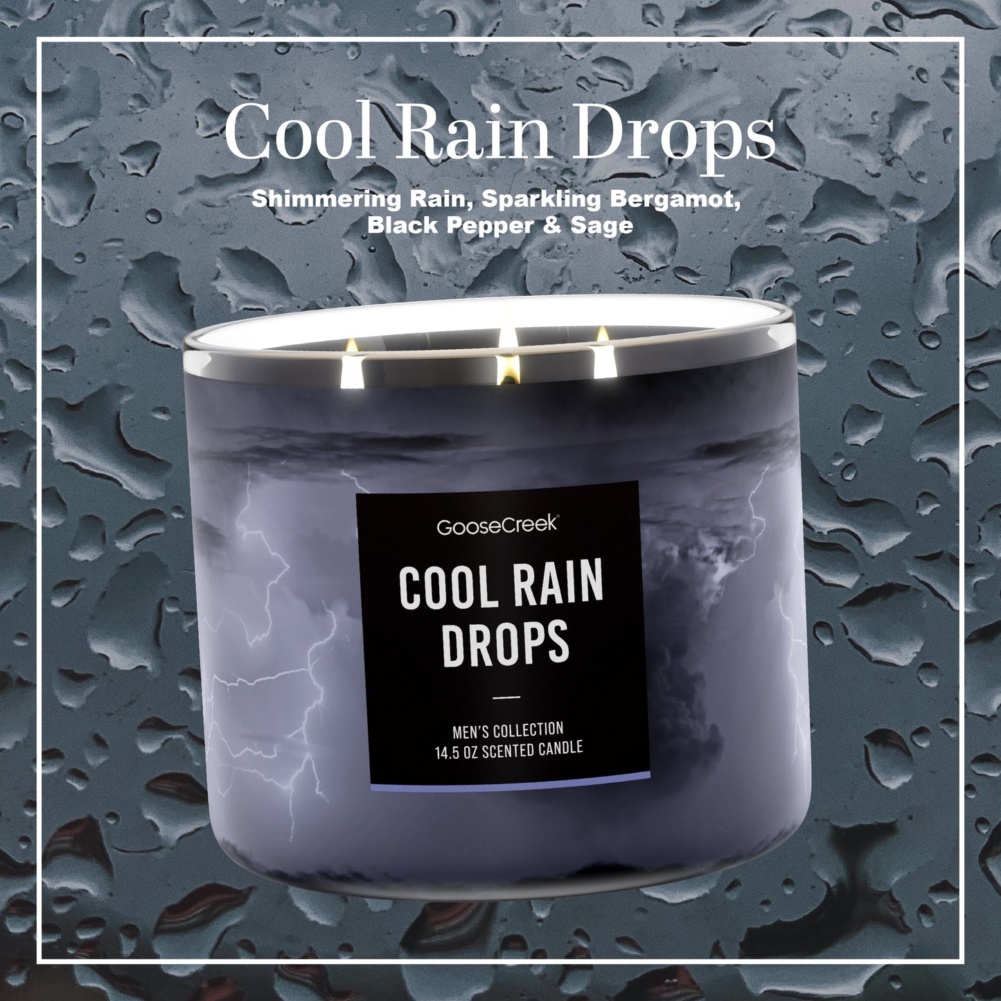 Cool Rain Drops Large 3-Wick Candle