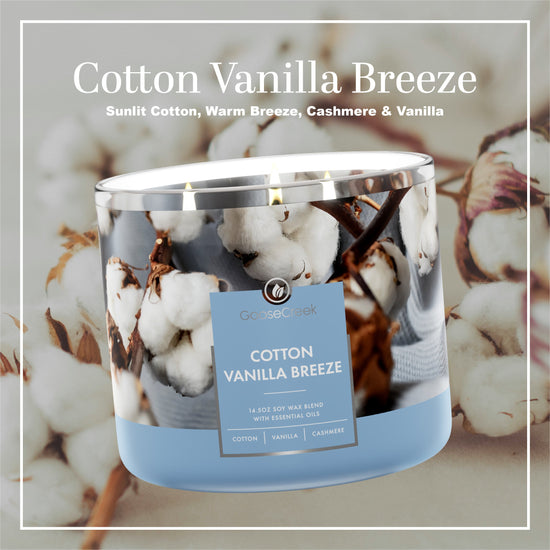 Cotton Vanilla Breeze Large 3-Wick Candle