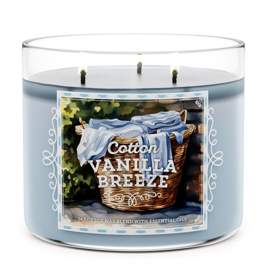 Load image into Gallery viewer, Cotton Vanilla Breeze Large 3-Wick Candle
