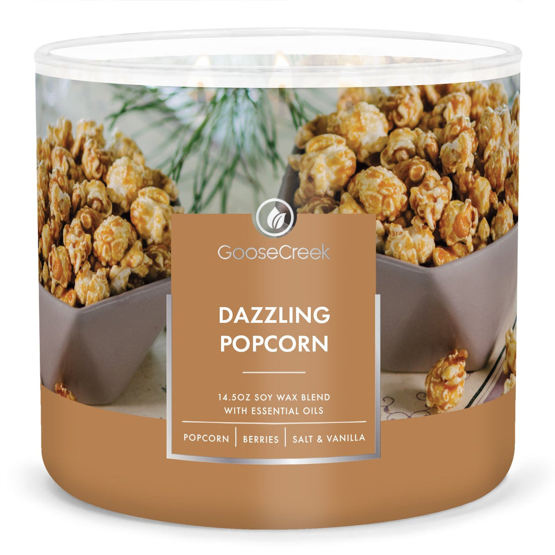 Dazzling Popcorn Large 3Wick Candle Buttery Caramel Scent Festive