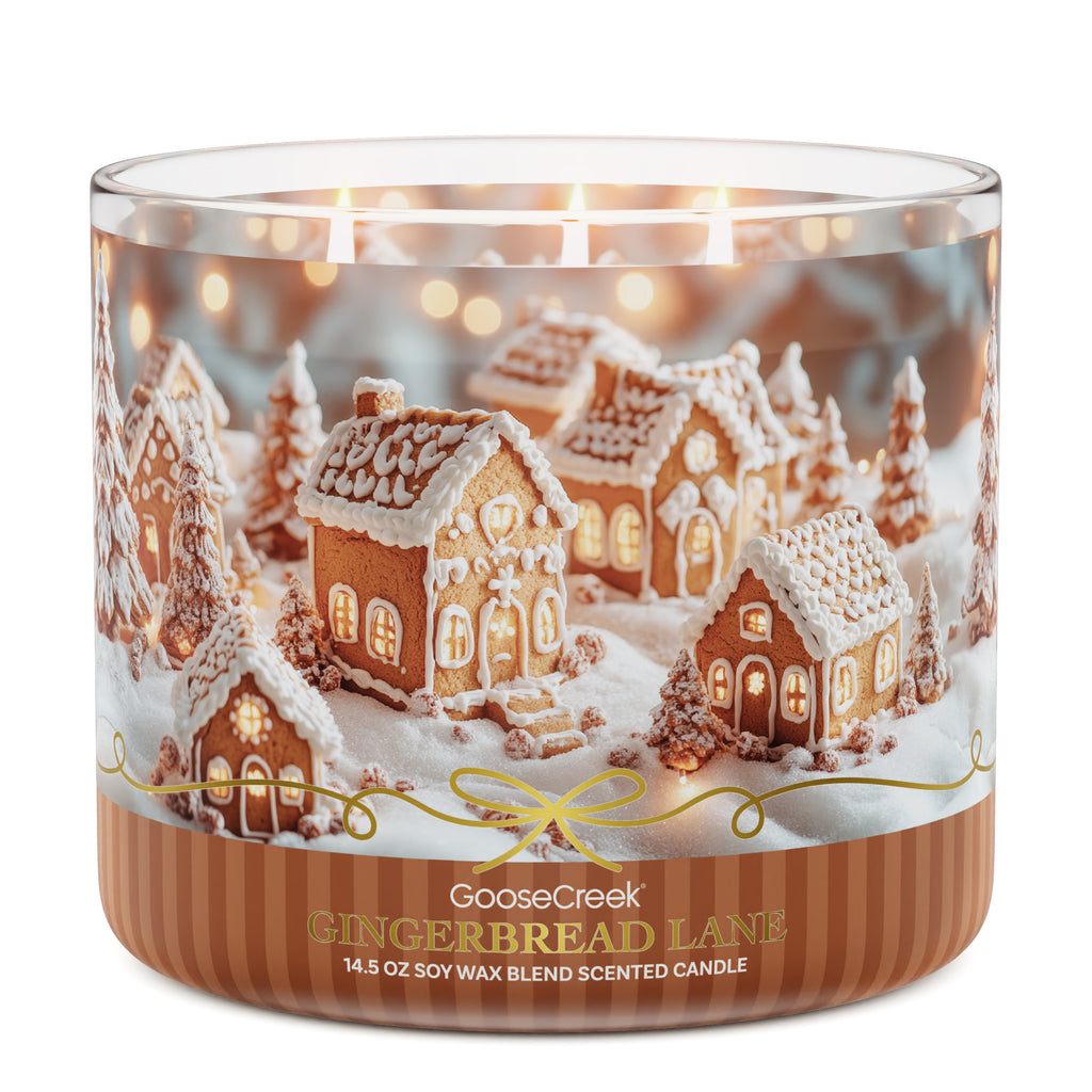 Gingerbread Lane: Festive 3-Wick Candle with Fragrant Essential