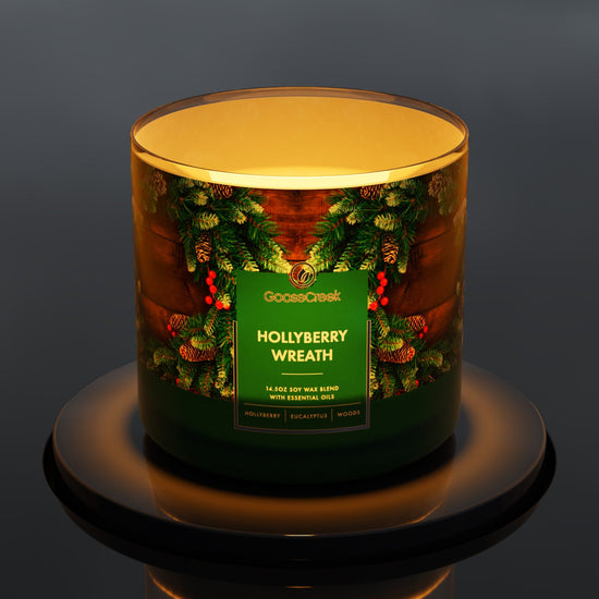 Load image into Gallery viewer, Holly Berry Wreath Large 3-Wick Candle
