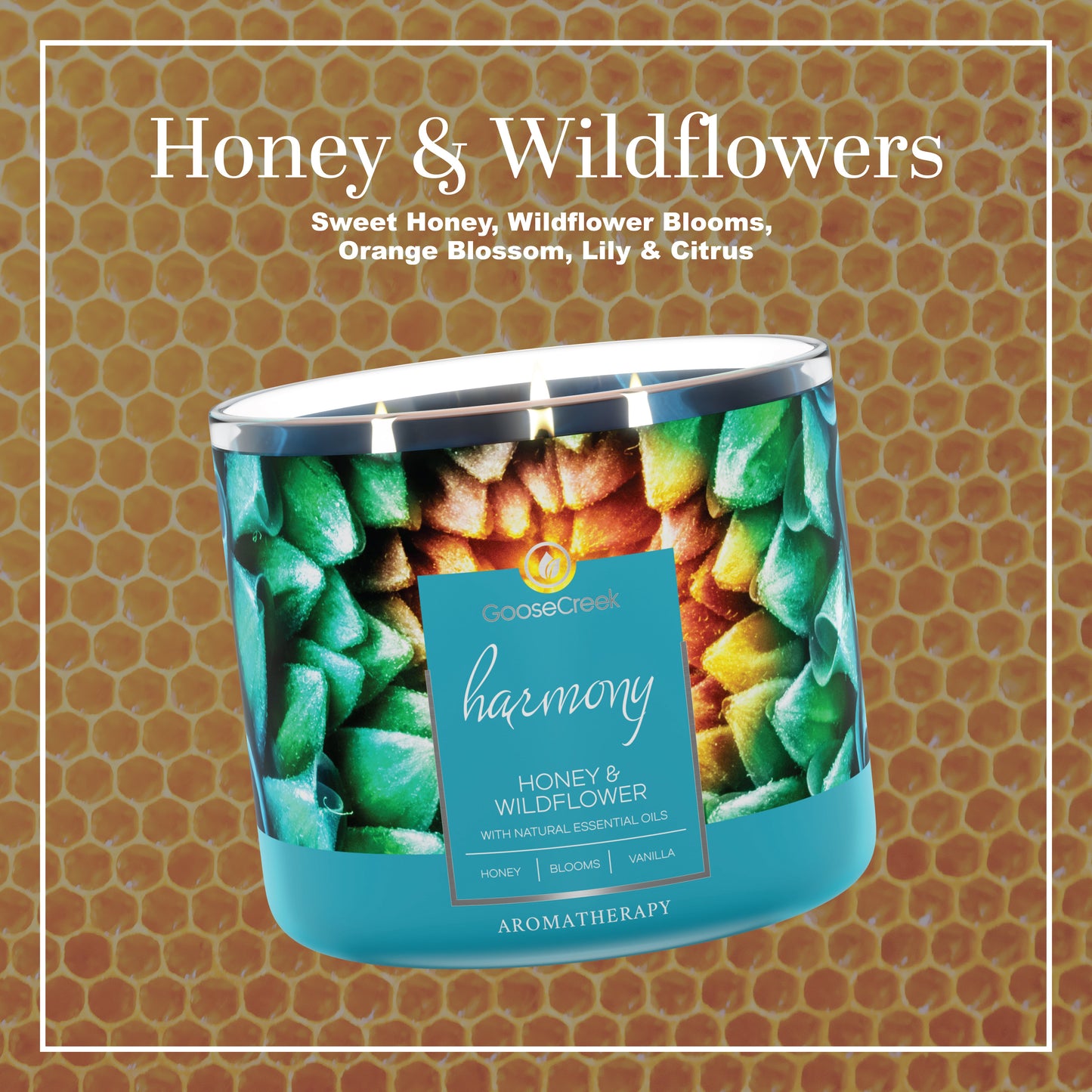 Honey & Wildflower Aromatherapy Large 3-Wick Candle