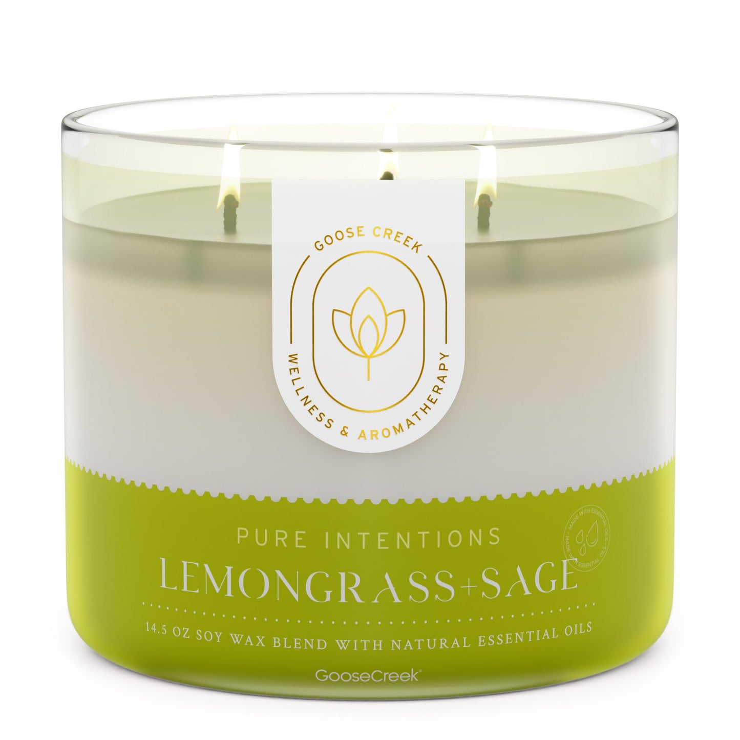 Lemongrass & Sage Aromatherapy Large 3-Wick Candle