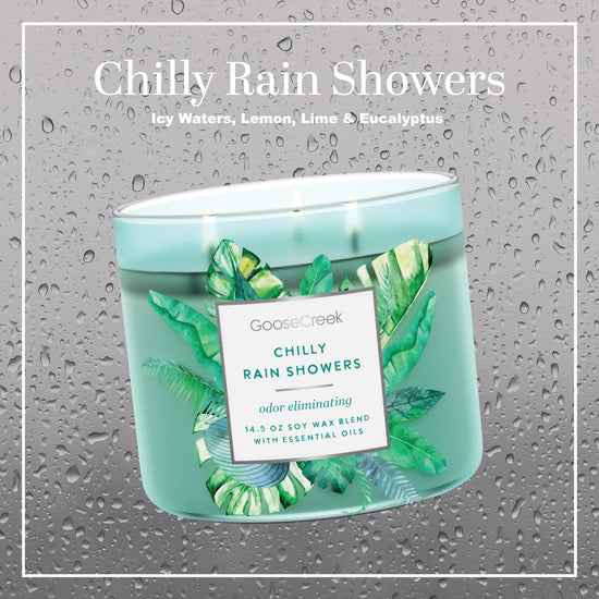 Odor Eliminating - Chilly Rain Showers Large 3-Wick Candle