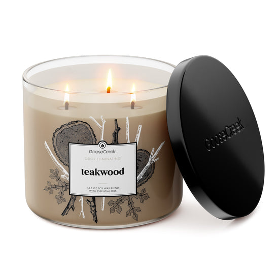 Odor Eliminating Teakwood 3-Wick Candle