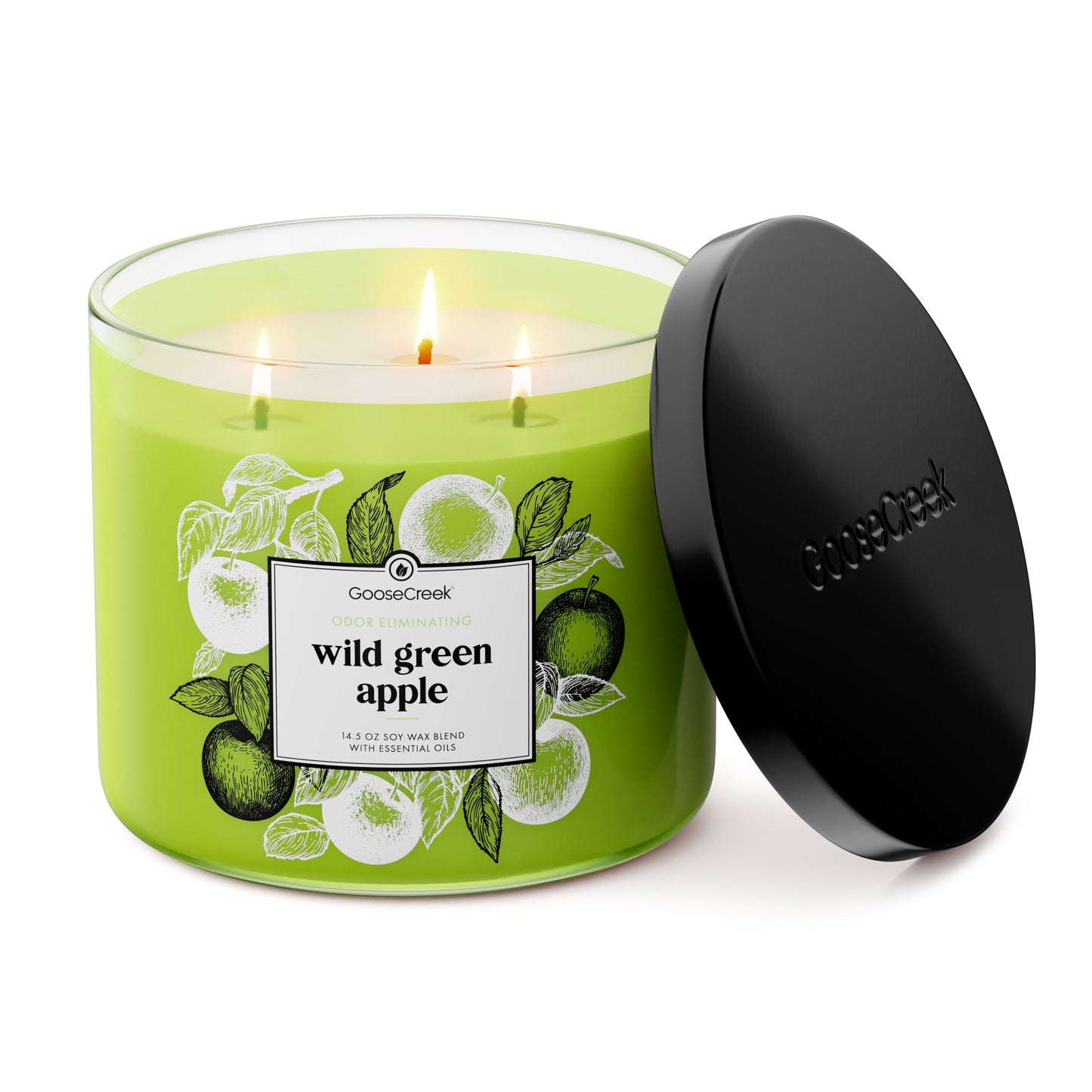 Odor Eliminating Wild Green Apple 3-Wick Candle