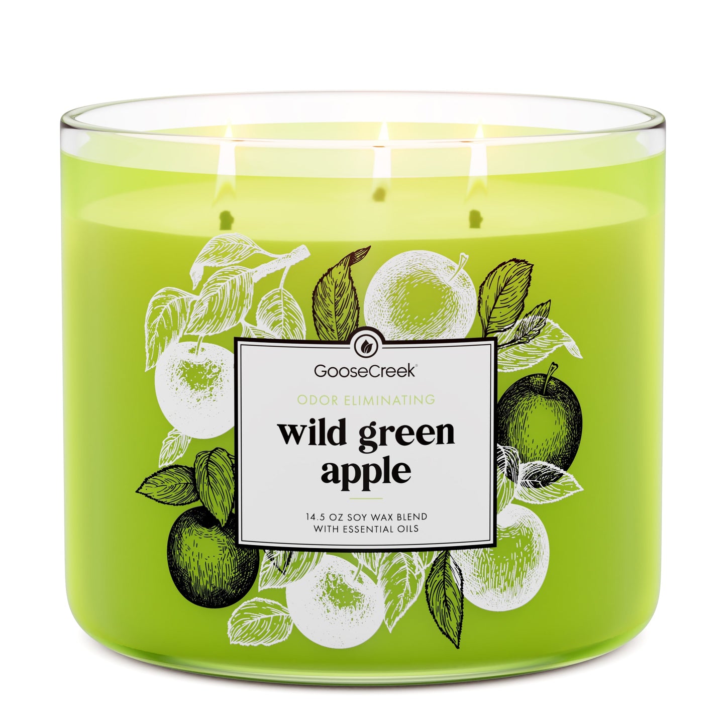 Odor Eliminating Wild Green Apple 3-Wick Candle