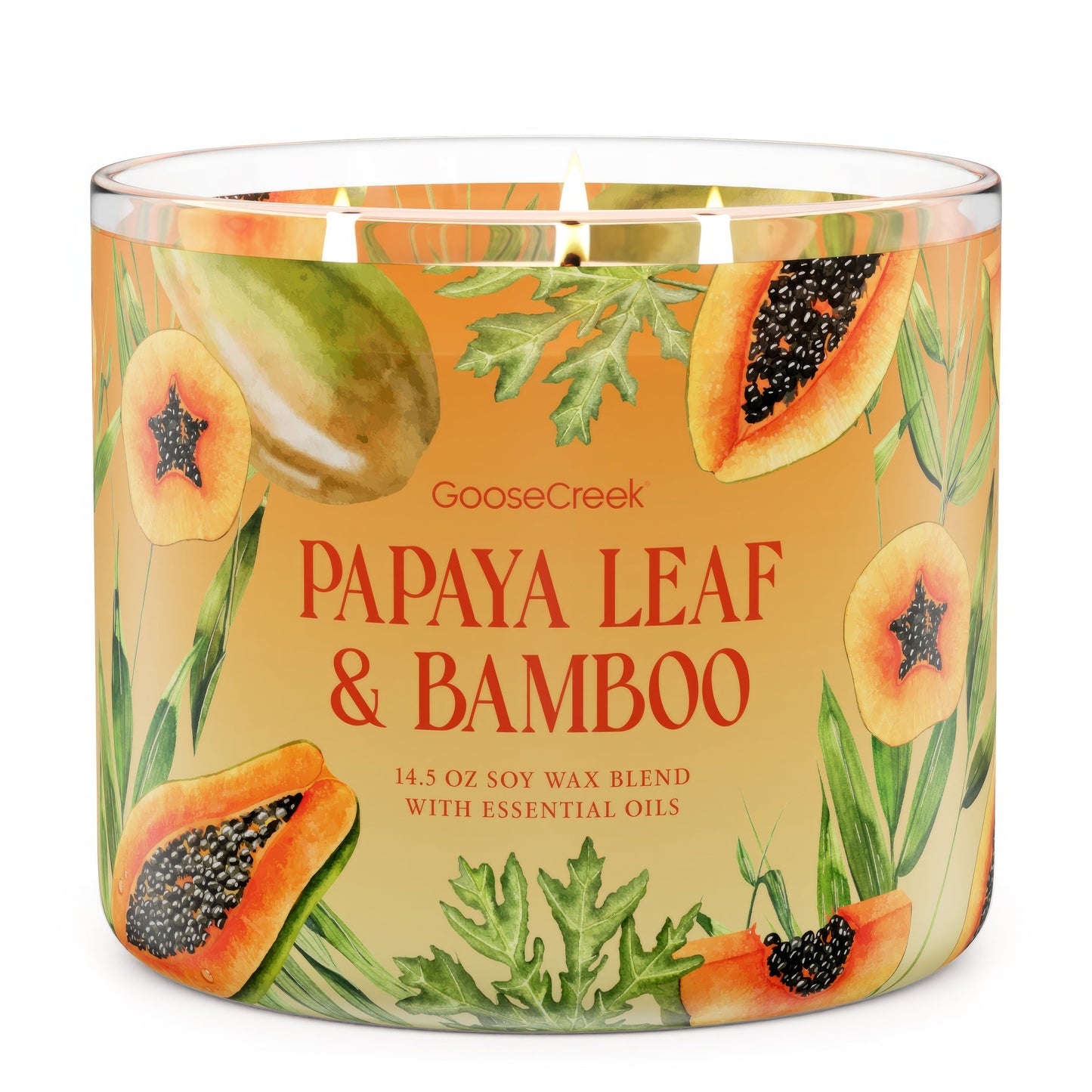 Load image into Gallery viewer, Papaya Leaf &amp;amp; Bamboo Large 3-Wick Candle
