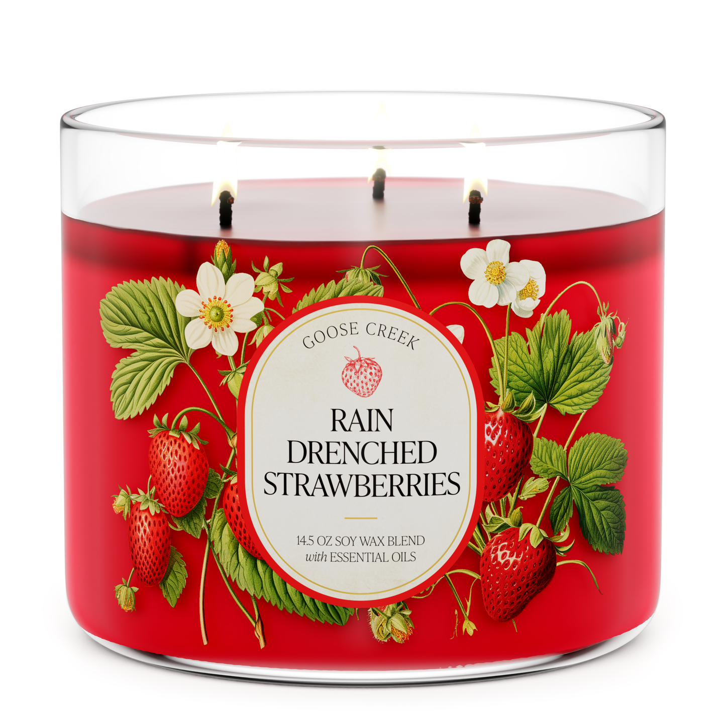 Rain Drenched Strawberries Large 3-Wick Candle