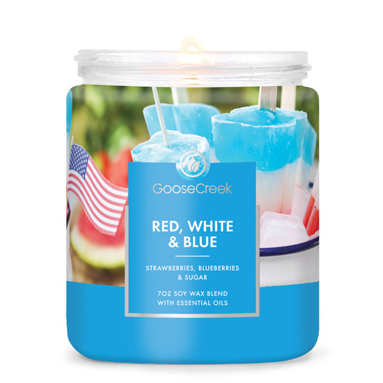 Load image into Gallery viewer, Red, White &amp;amp; Blue 7oz Single Wick Candle
