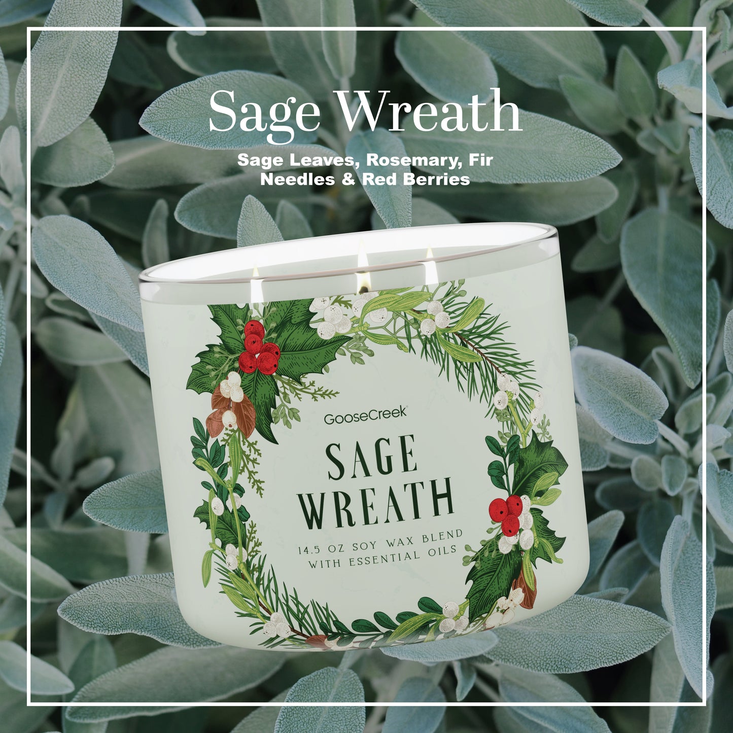 Sage Wreath 3-Wick Candle