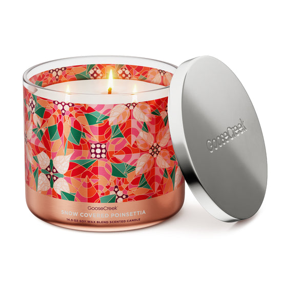 Snow-Covered Poinsettia 3-Wick Candle