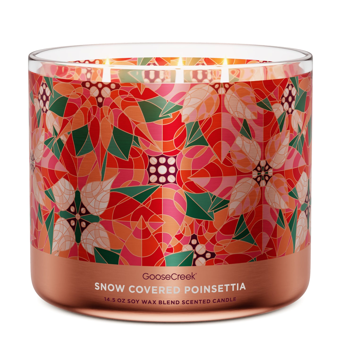 Snow-Covered Poinsettia 3-Wick Candle