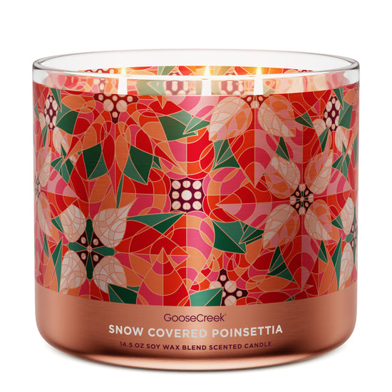 Snow-Covered Poinsettia 3-Wick Candle