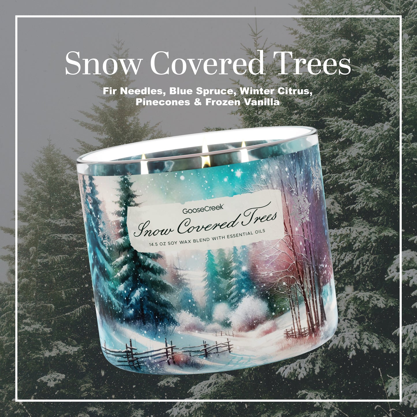 Snow Covered Trees Large 3-Wick Candle