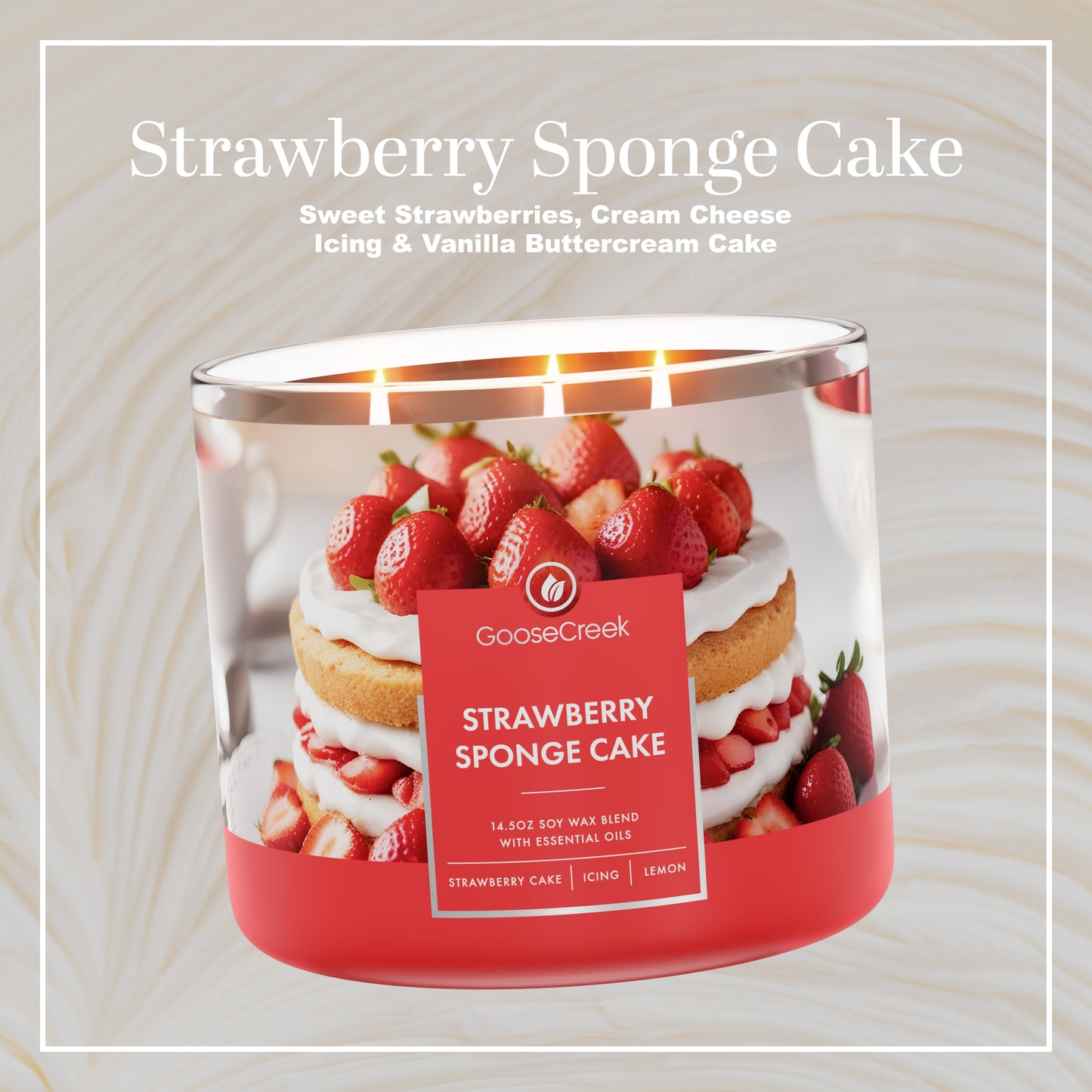 Strawberry Sponge Cake 3-Wick Candle