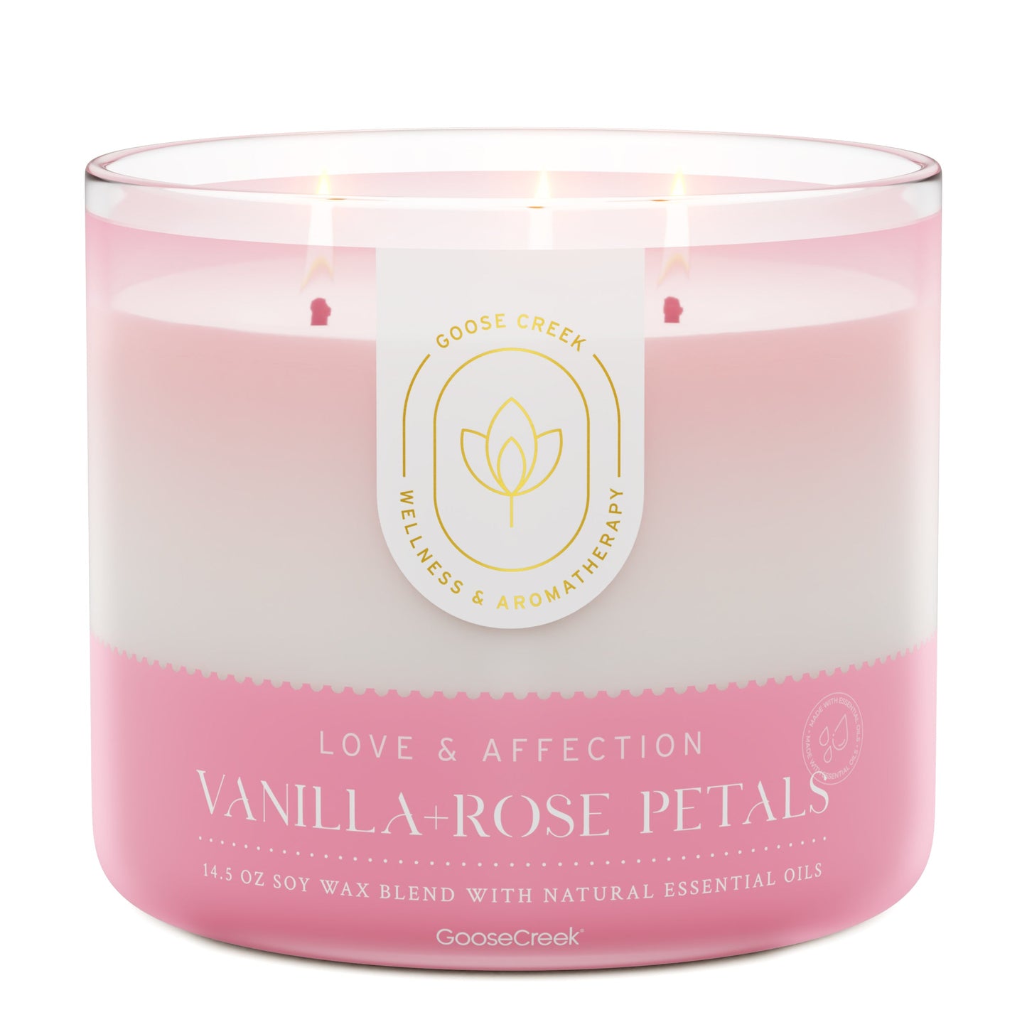 Vanilla & Rose Petals Aromatherapy 3-Wick Candle