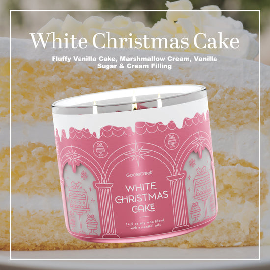 White Christmas Cake 3-Wick Candle