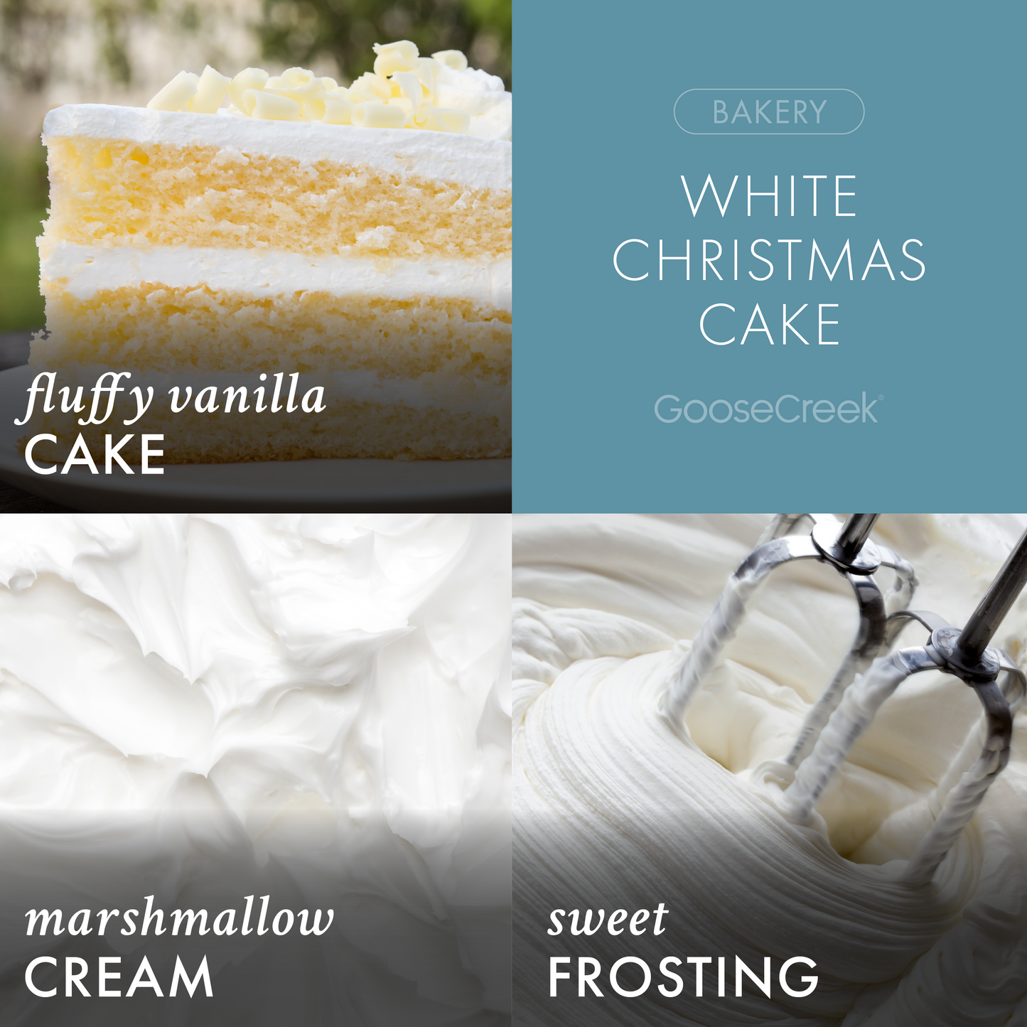 White Christmas Cake 3-Wick Candle
