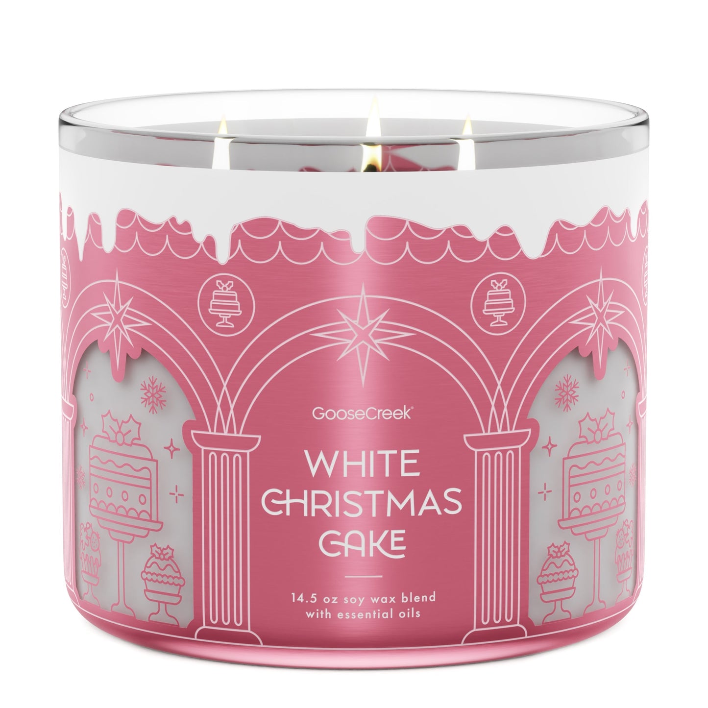 White Christmas Cake 3-Wick Candle