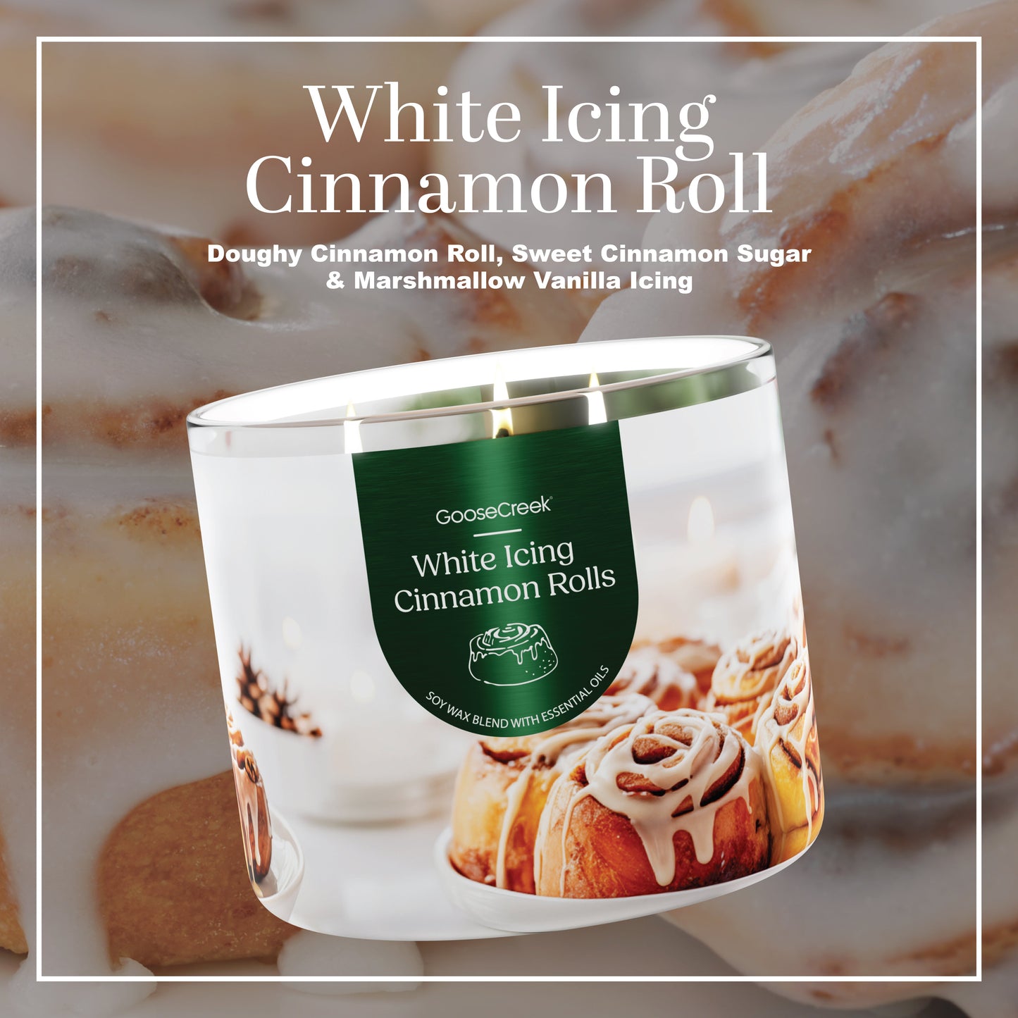 White Icing Cinnamon Roll 3-Wick Candle