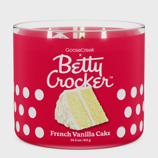 Load and play video in Gallery viewer, Betty Crocker - French Vanilla Cake- Large Three Wick Candle
