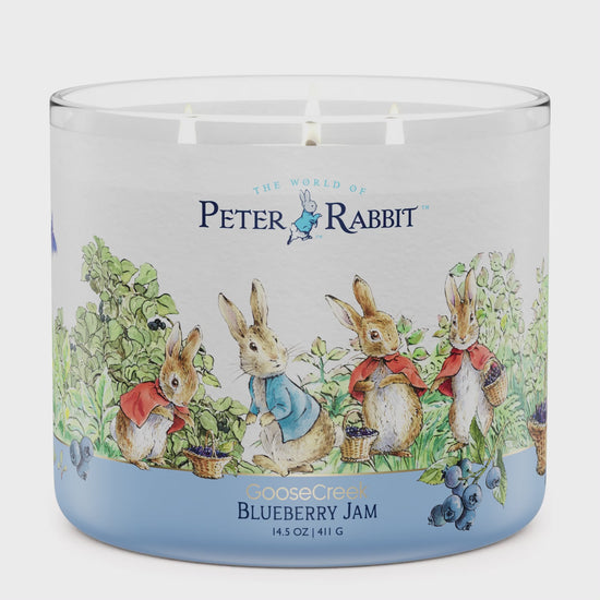 Load and play video in Gallery viewer, Peter Rabbit - Blueberry Jam Large 3-Wick Candle

