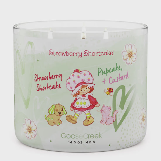 Load and play video in Gallery viewer, Pupcake + Custard Strawberry Shortcake 3-Wick Candle
