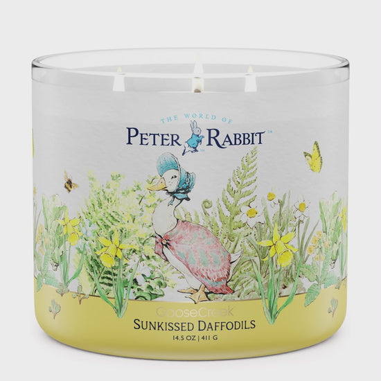 Load and play video in Gallery viewer, Peter Rabbit - Sunkissed Daffodils Large 3-Wick Candle

