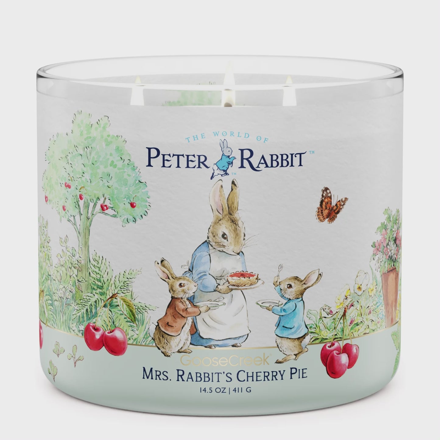 Load and play video in Gallery viewer, Peter Rabbit - Mrs. Rabbit&amp;#39;s Cherry Pie Large 3-Wick Candle
