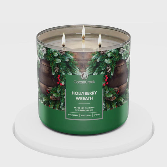 Load and play video in Gallery viewer, Holly Berry Wreath Large 3-Wick Candle
