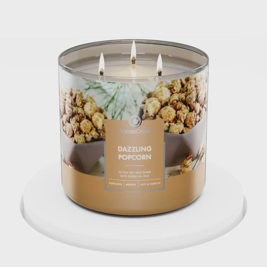 Dazzling Popcorn Large 3-Wick Candle - Buttery Caramel Scent