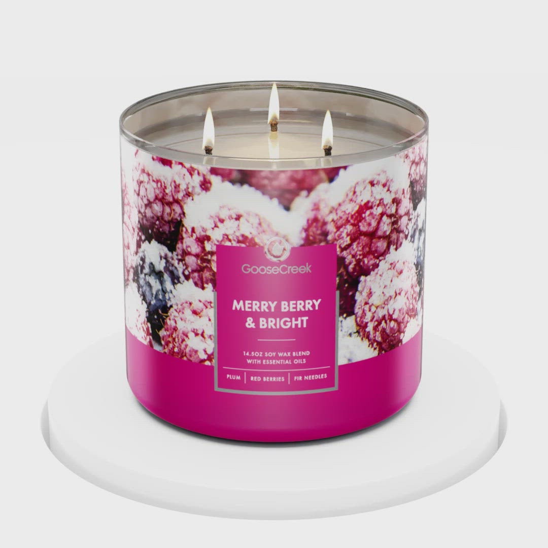Load and play video in Gallery viewer, Merry Berry &amp;amp; Bright Large 3-Wick Candle
