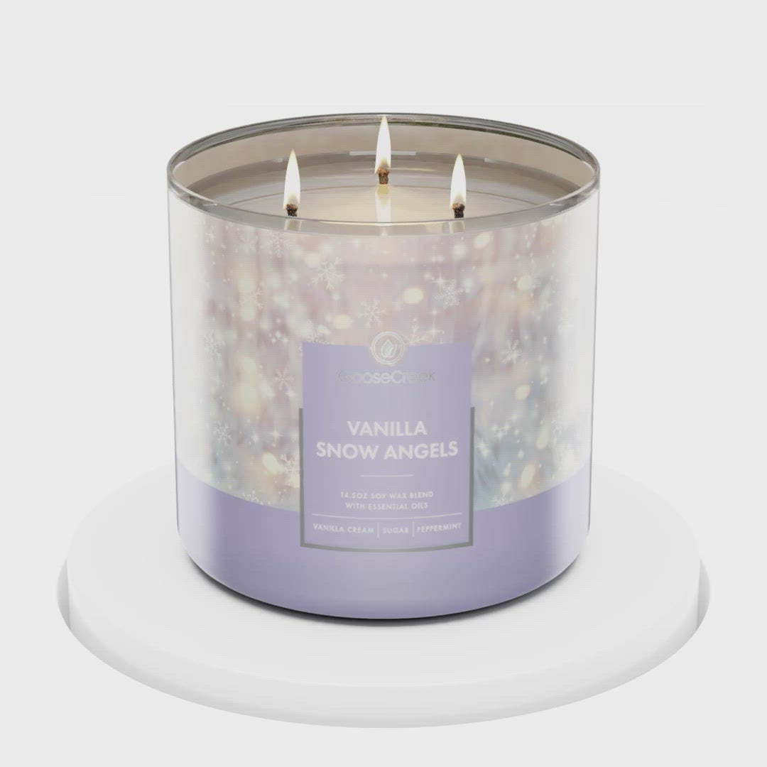 Load and play video in Gallery viewer, Vanilla Snow Angels Large 3-Wick Candle
