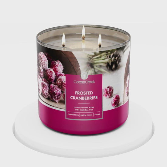 Load and play video in Gallery viewer, Frosted Cranberries Large 3-Wick Candle
